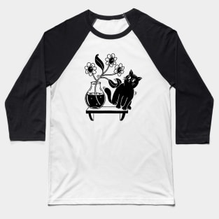 cat and flowers Baseball T-Shirt